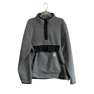 Carhartt Sweatshirt Men XL Gray Pocket Relaxed Fit WARM SOFT Fleece Sherpa